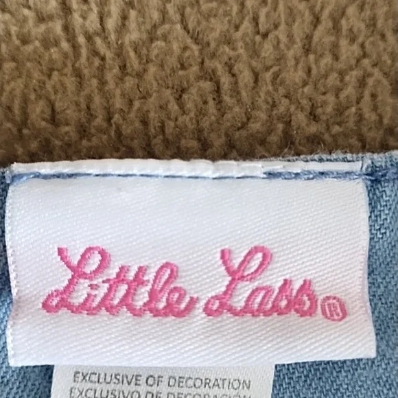 Little Lass Denim Top Girls Size 4T Western Embroidered Ruffles Blue Pink - Picture 5 of 7